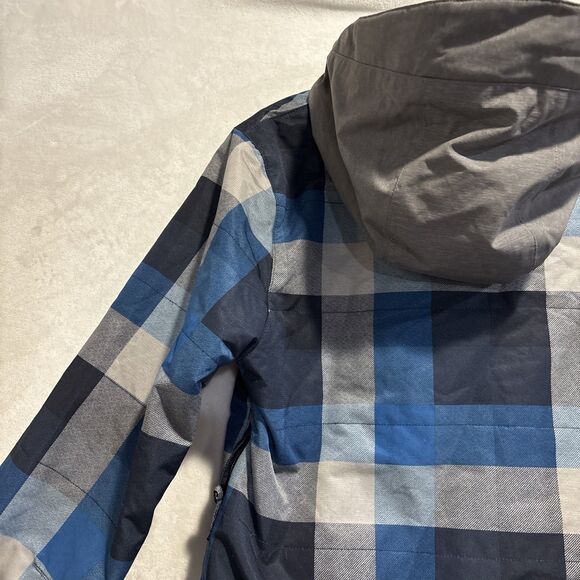 Volcom True to This Neolithic Insulated Jacket Kids Size Large Blue Gray Plaid - Picture 7 of 16